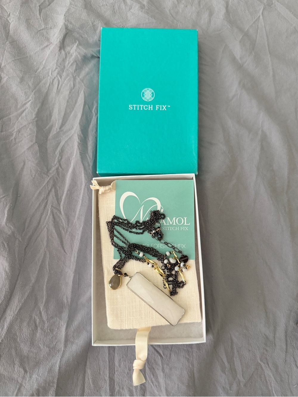 NWT Nakamol for Stitch Fix Layered Mother of Pearl Pendant Necklace | Gift Box I